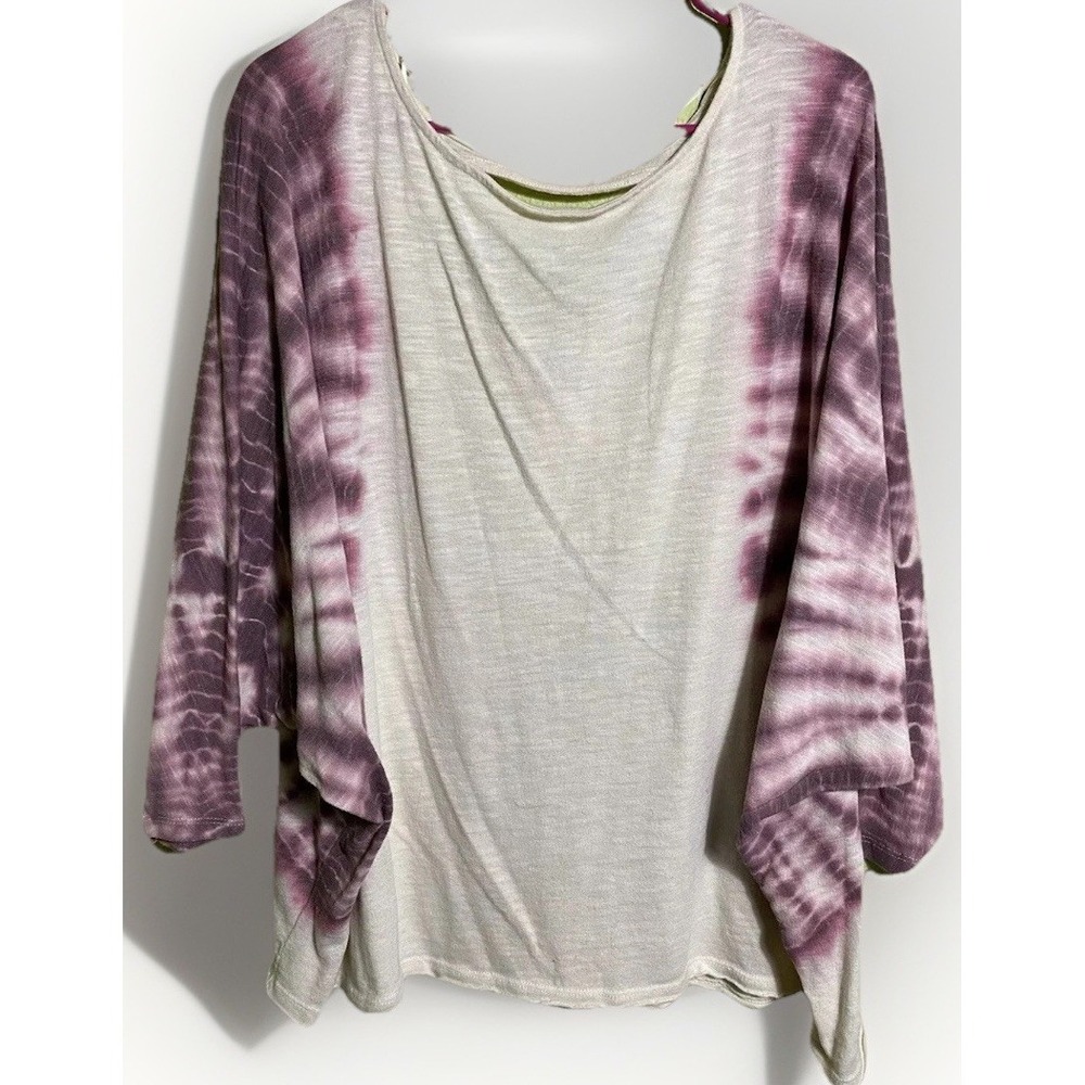 Earthbound Trading Co Women's Medium Pink‎ Tie Dye Open Back Cotton Sweater Top